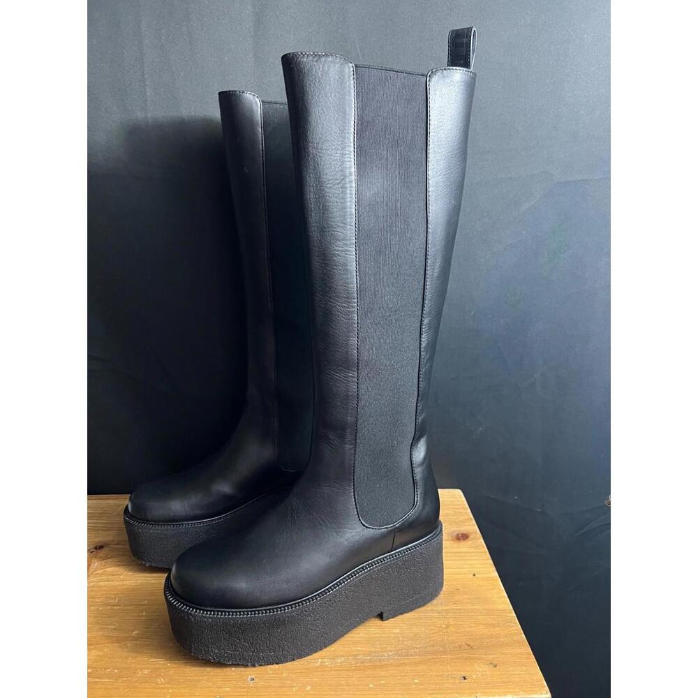 NEW STAUD Women's Black Leather Riding Platform Boots US 5 EUR 35 PALAMINO? NWOB